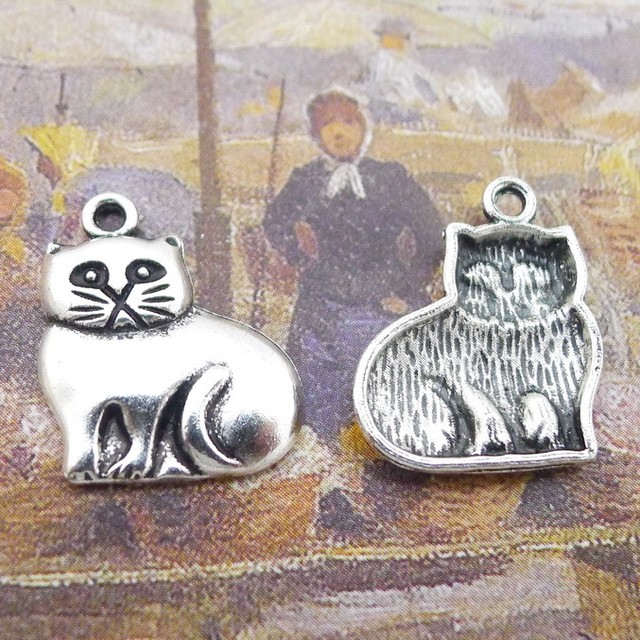 Bulk Charms For Jewelry Making 10 Pieces 15x18mm Antique Silver Color Fat  Cat Charms - AliExpress